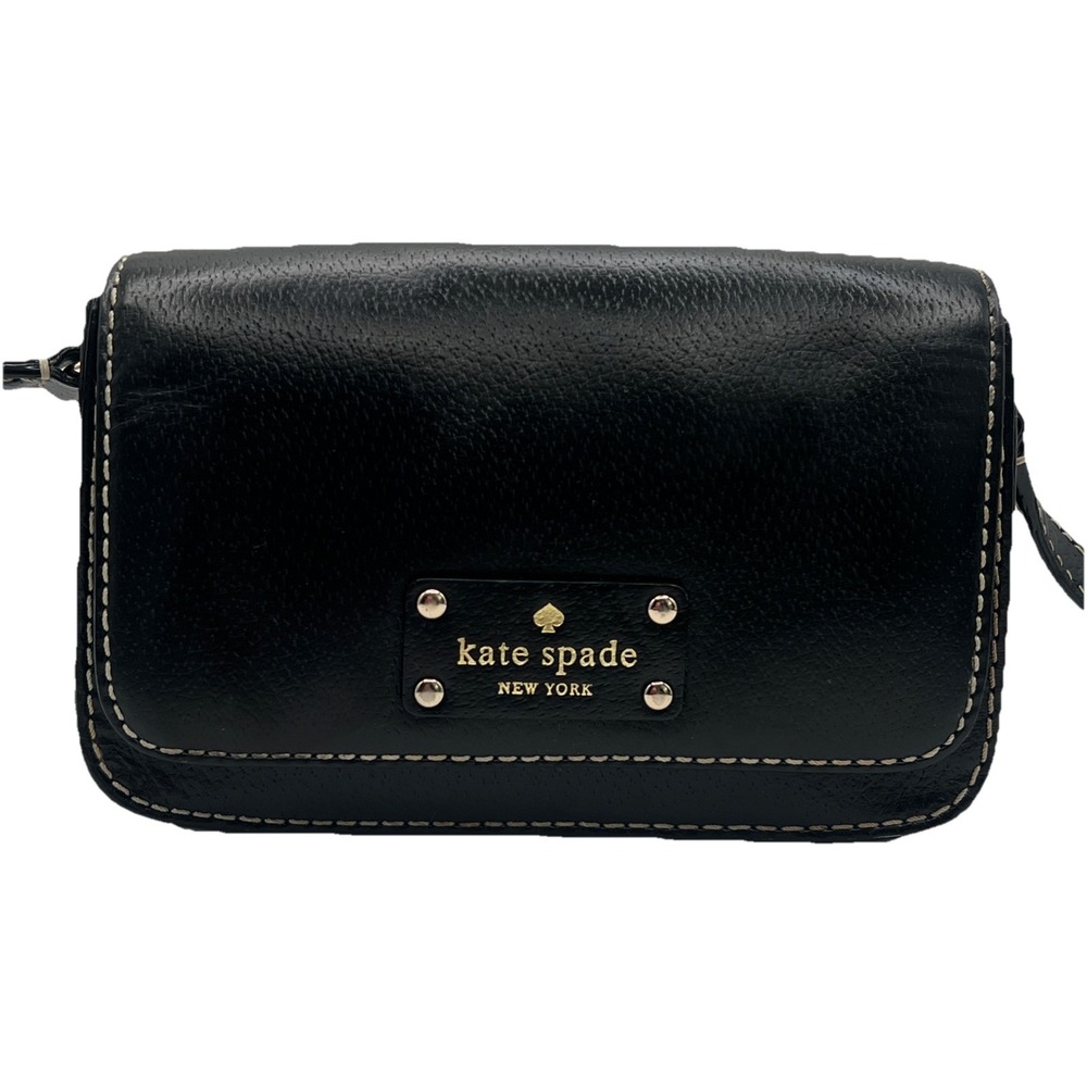 Kate Spade New York Black Leather Flap Closure Small Crossbody Bag
